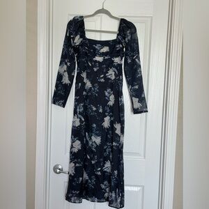 Abercrombie & Fitch Navy Floral Long Sleeve Dress